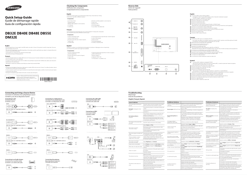 Page 1 de la notice Guide d'installation Samsung DB32E