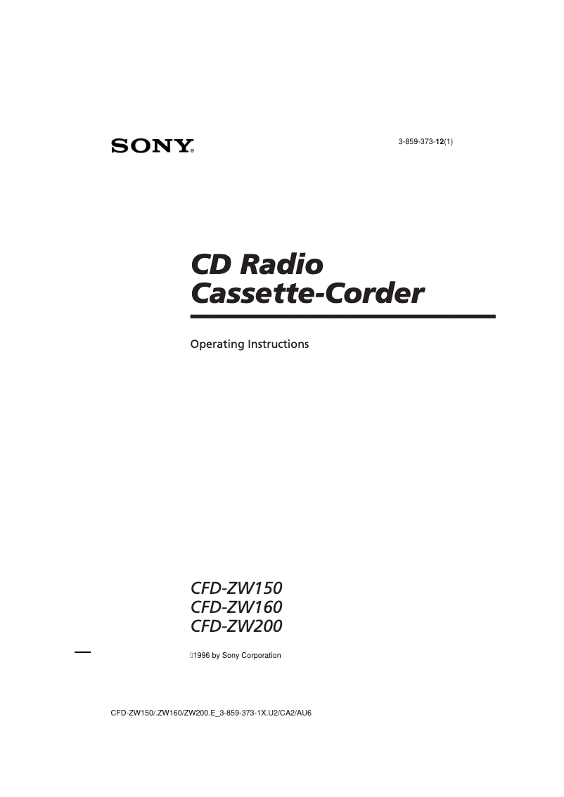 Page n°1 - Manuel utilisateur Sony CFD-ZW155