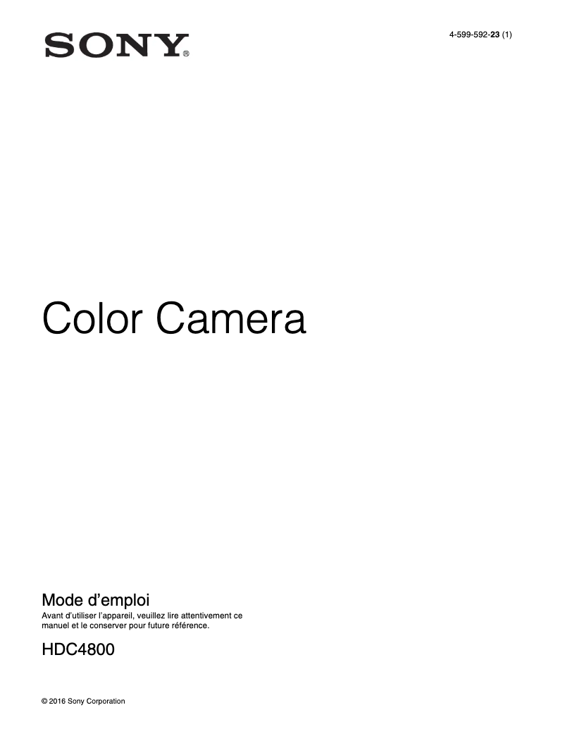 Image de la première page du manuel de l'appareil HDC-4800