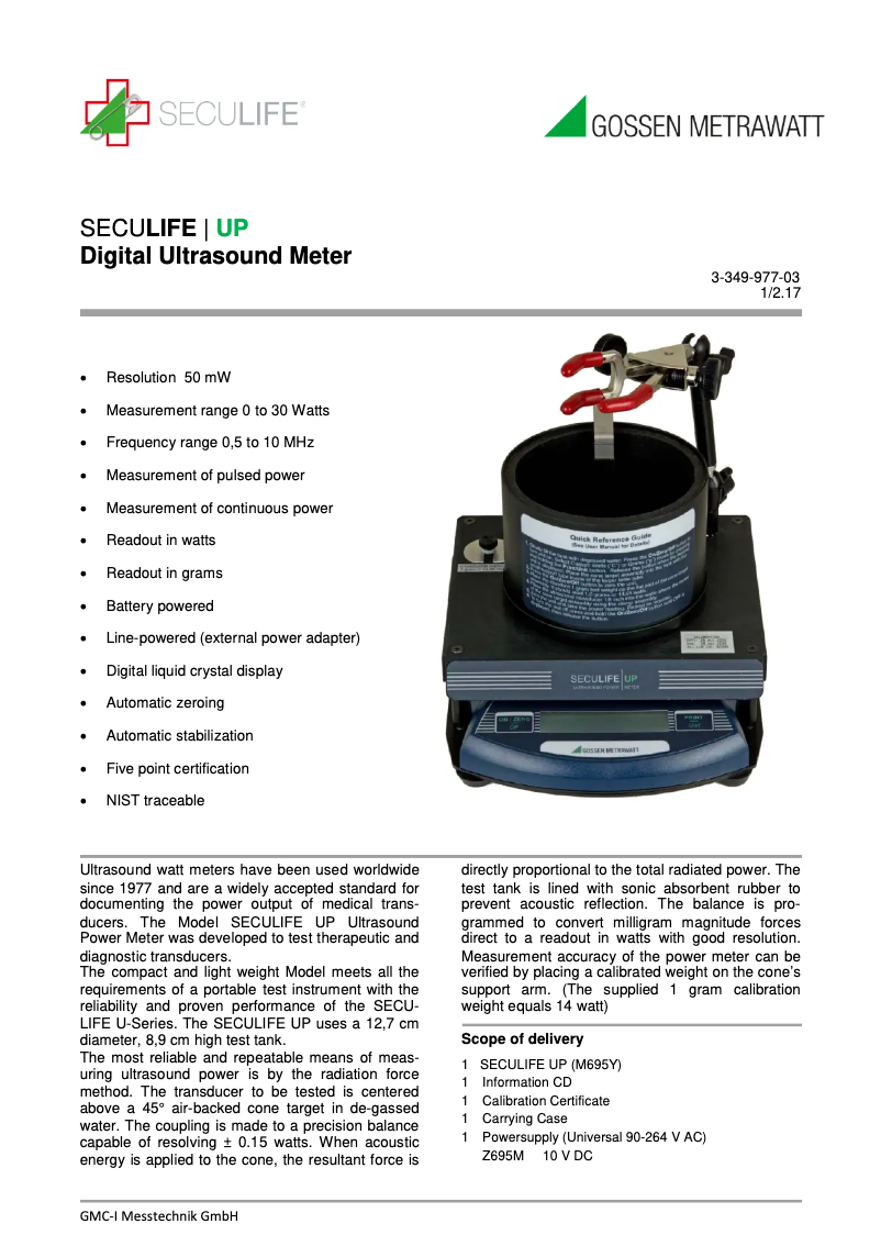 Image de la première page du manuel de l'appareil SECULIFE UP