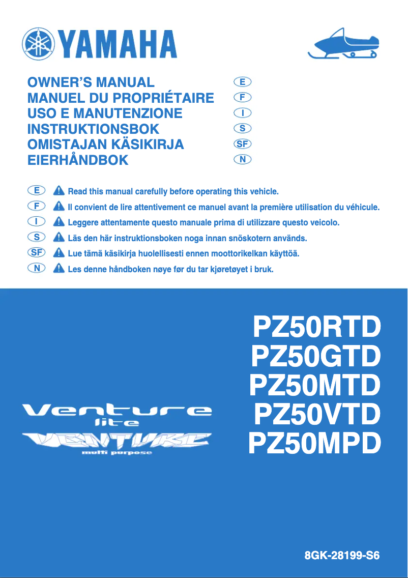 Page 1 de la notice Manuel utilisateur Yamaha PHAZER Mountain (2013)