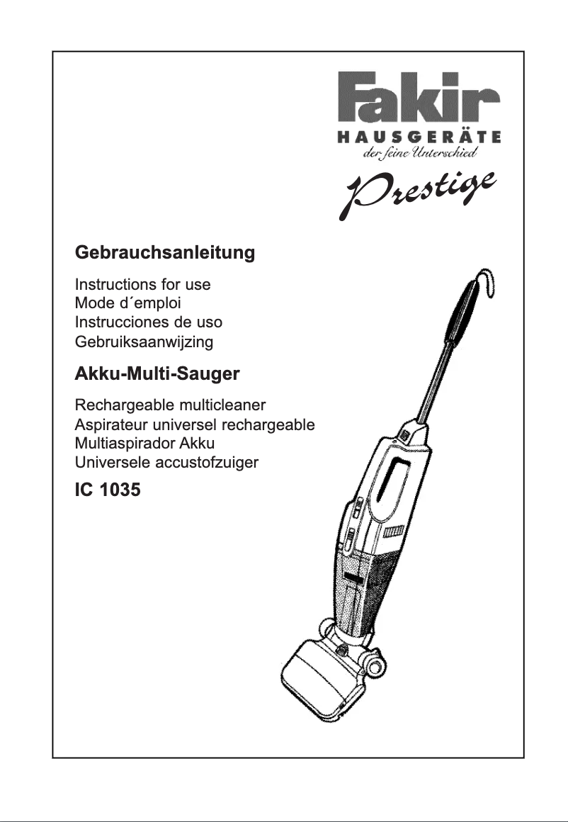 Page 1 de la notice Manuel utilisateur Fakir IC 1035
