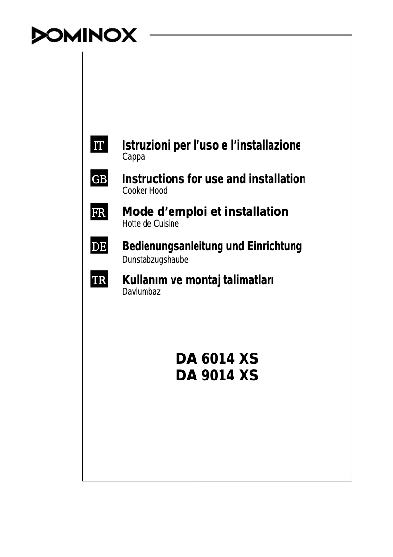 Page 1 de la notice Manuel utilisateur Dominox DA 6014 XS