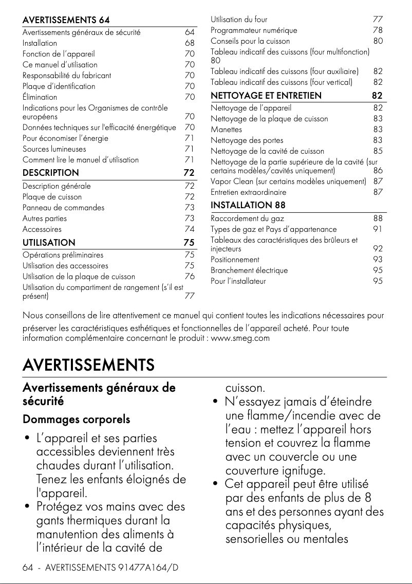 Page n°1 - Manuel utilisateur Smeg TR103BL