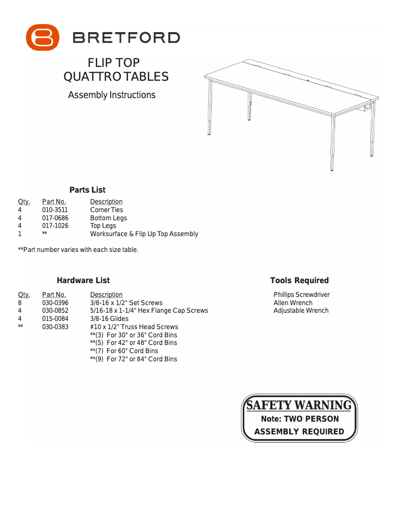 Page 1 de la notice Manuel utilisateur Bretford Quattro Voltea QFT3648-GMQ