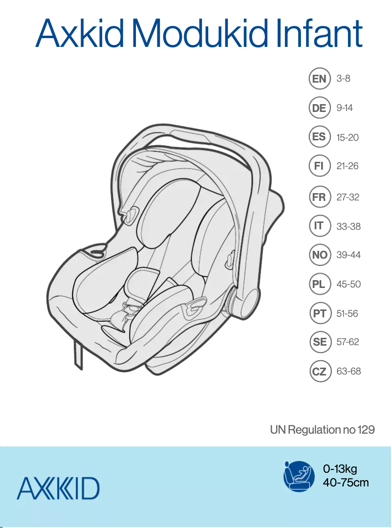 Page 1 de la notice Manuel utilisateur Axkid Modukid Infant