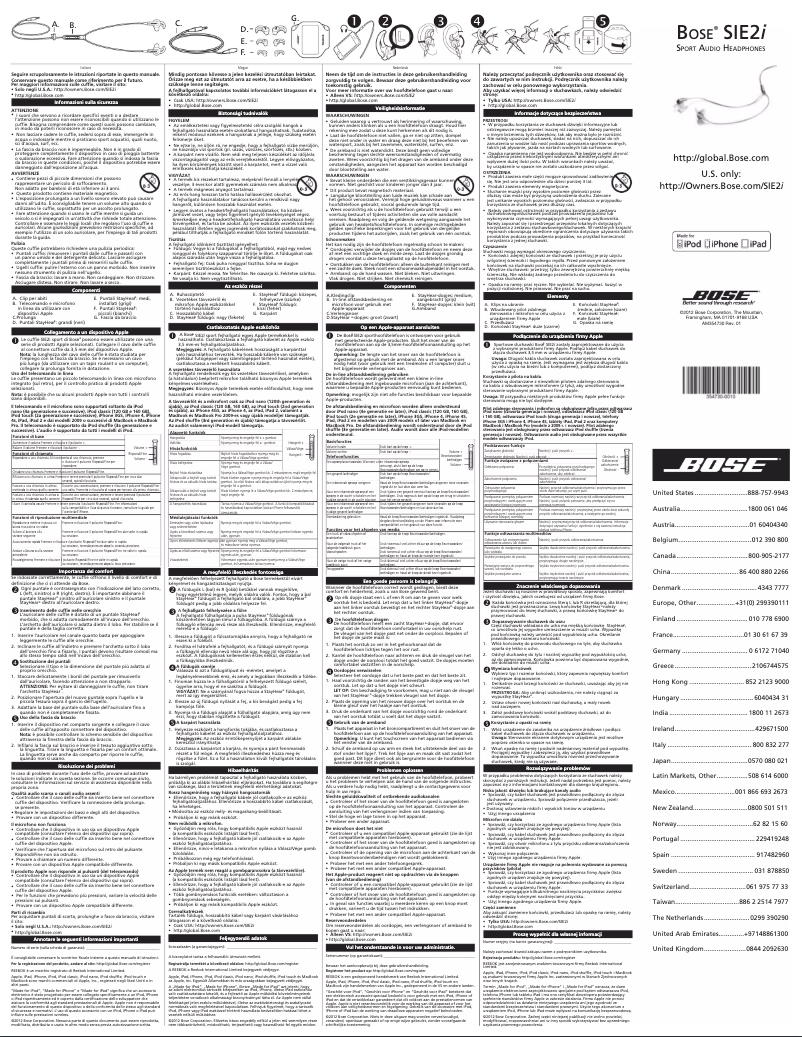 Page 1 de la notice Manuel utilisateur Bose SIE2i