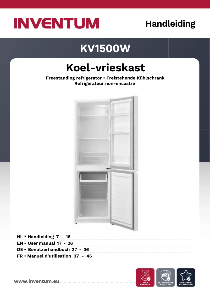 Image de la première page du manuel de l'appareil KV1500W