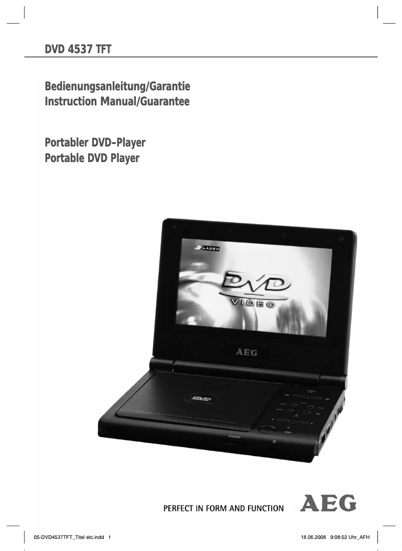 Page 1 de la notice Manuel utilisateur AEG DVD 4537 TFT