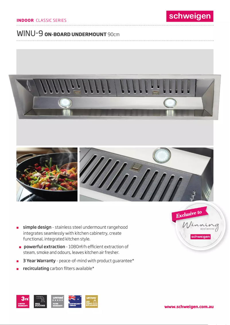 Page 1 de la notice Fiche technique Schweigen WINU-9