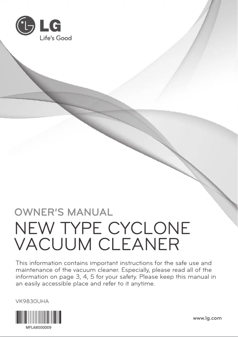 Page 1 de la notice Manuel utilisateur LG VK9830UHA