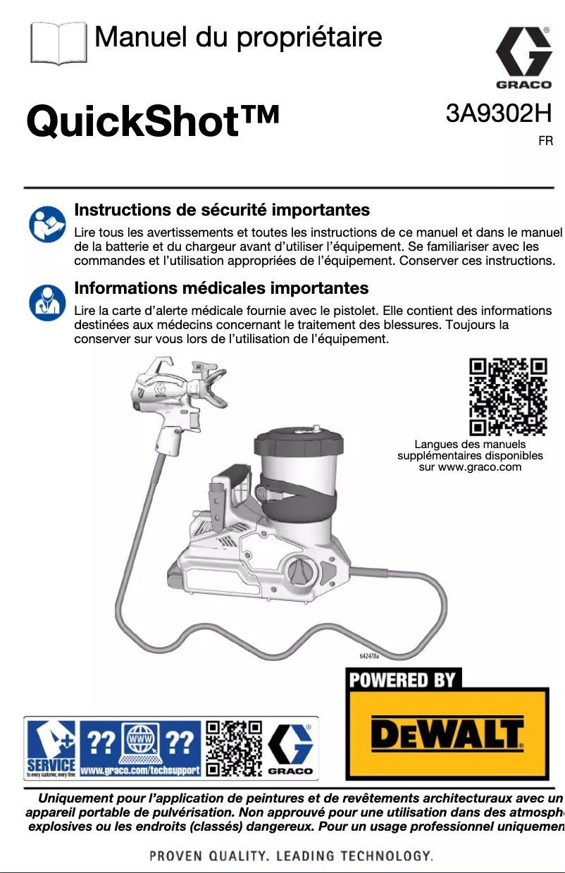 Page n°1 - Manuel utilisateur Graco Ultra QuickShot 20B473