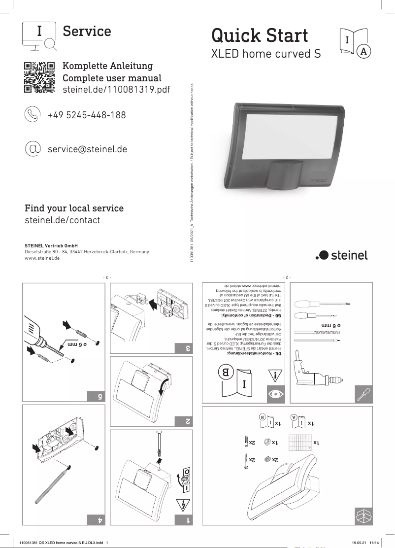 Page n°1 - Guide de démarrage rapide Steinel XLED home curved S