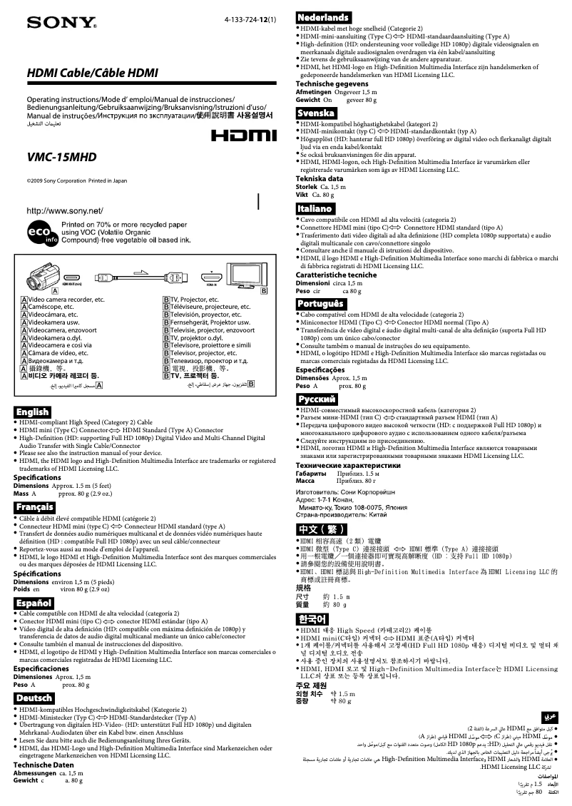 Image de la première page du manuel de l'appareil VMC-15MHD