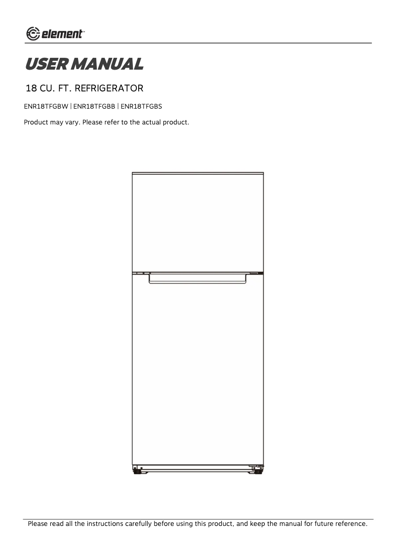 Page 1 de la notice Manuel utilisateur Element ENR18TFGBB