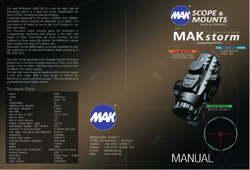 Page n°1 - Manuel utilisateur MAK Storm