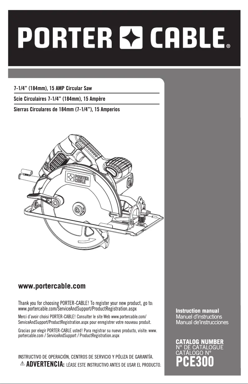 Page n°1 - Manuel utilisateur Porter-Cable PCE300