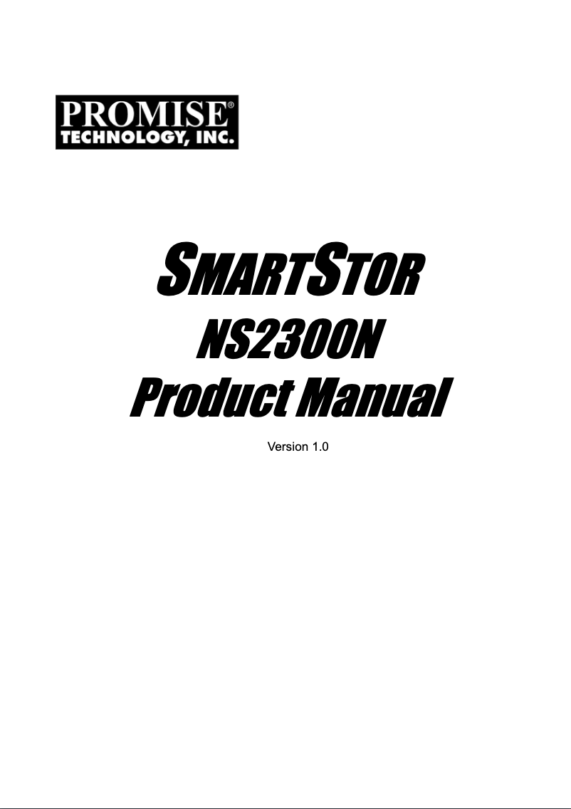 Page n°1 - Manuel utilisateur Promise Technology SmartStor NS2300N