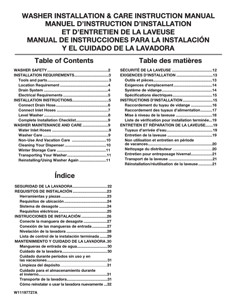 Page n°1 - Manuel utilisateur Maytag MVW6230HC