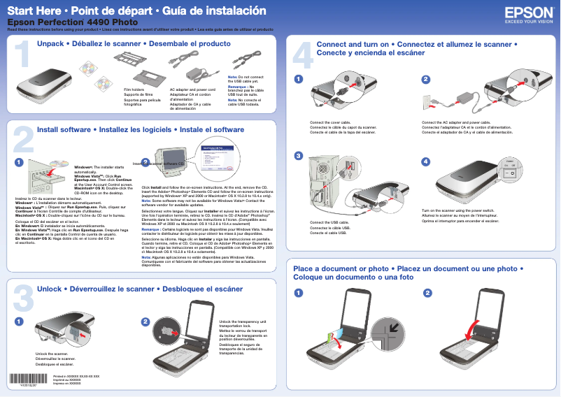 Page 1 de la notice Manuel utilisateur Epson PERFECTION 4490 PHOTO