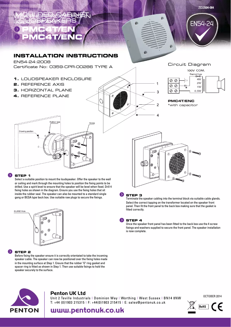 Page n°1 - Manuel utilisateur Penton PMC4T/EN