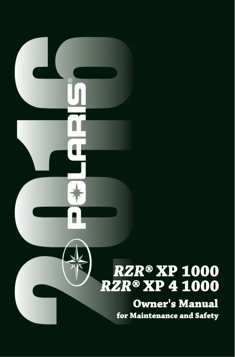 Page n°1 - Manuel utilisateur Polaris RZR XP 4 1000 (2016)
