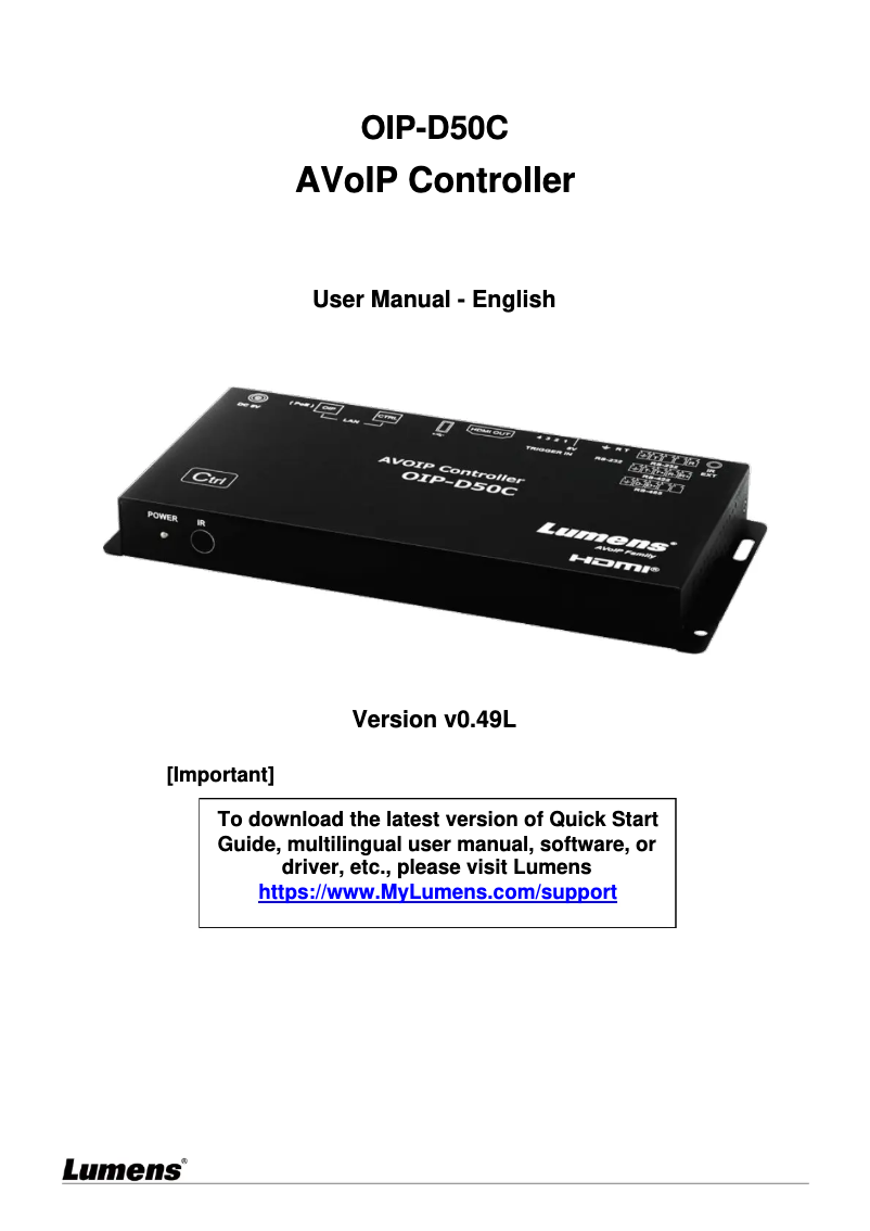 Image de la première page du manuel de l'appareil OIP-D50C