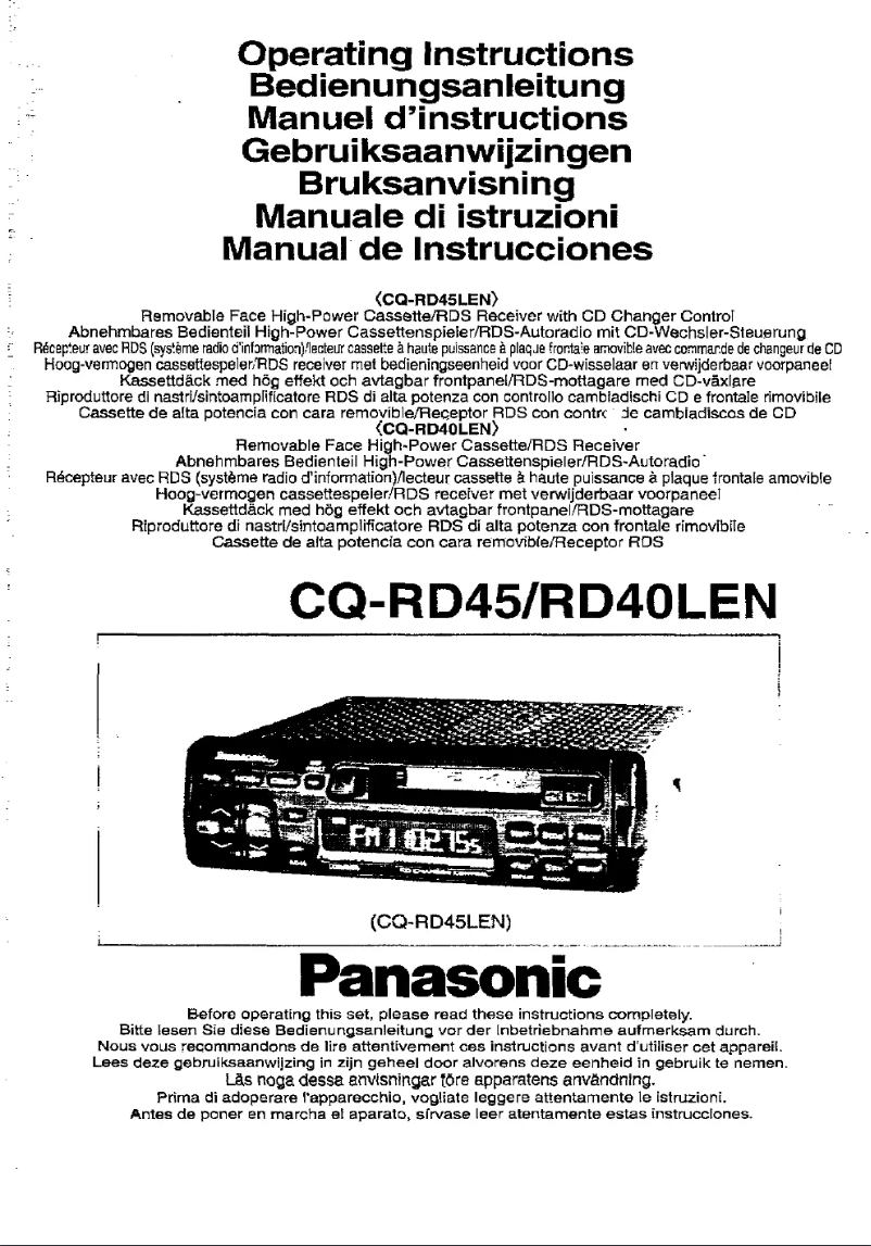 Page 1 de la notice Manuel utilisateur Panasonic CQ-RD40