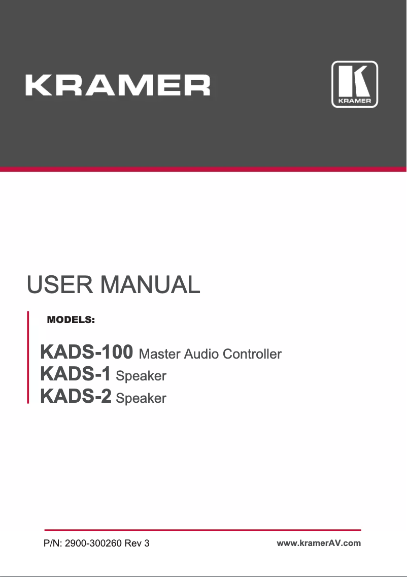 Page 1 de la notice Manuel utilisateur Kramer KADS-100