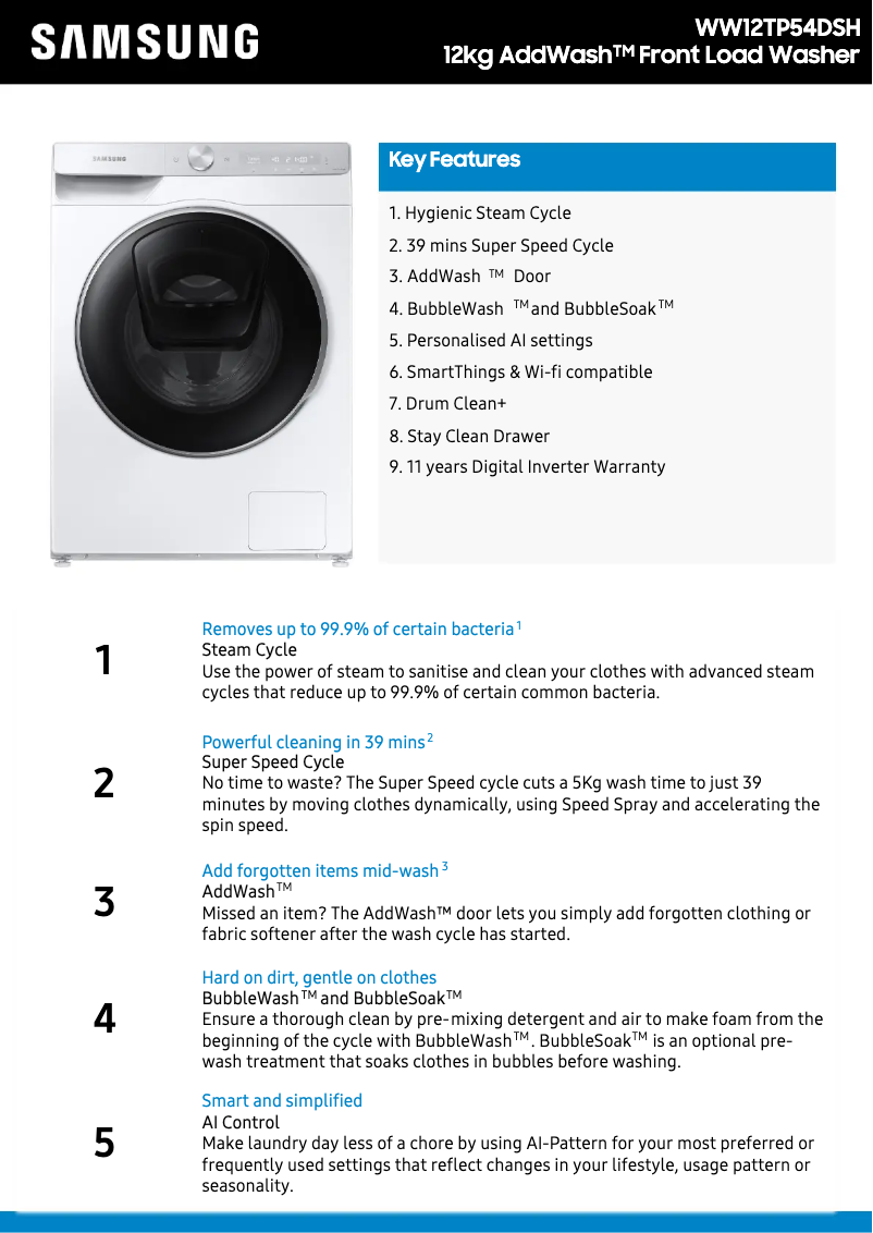 Image de la première page du manuel de l'appareil WW12TP54DSH