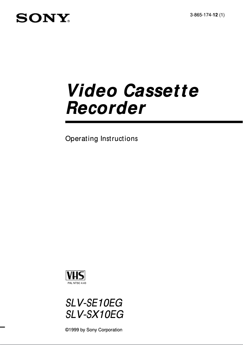 Image de la première page du manuel de l'appareil SLV-SX10EG