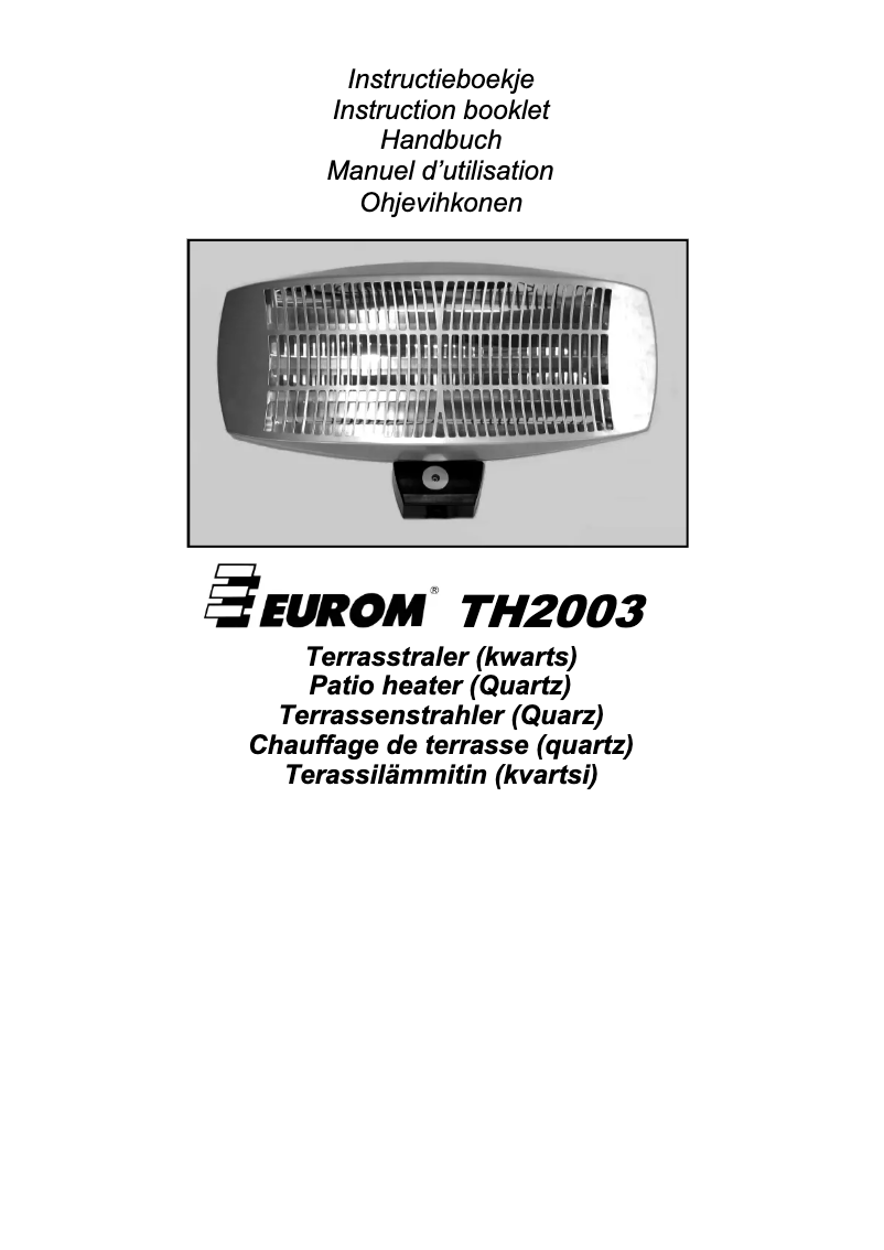 Page n°1 - Manuel utilisateur Eurom TH2003