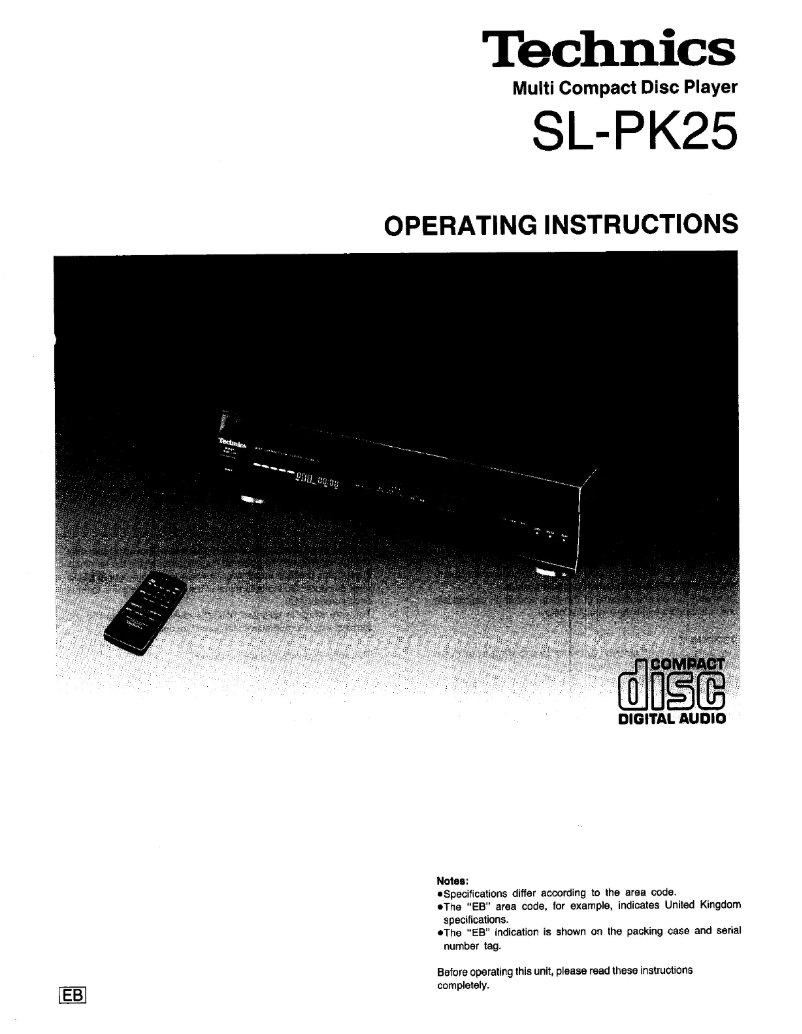 Page n°1 - Manuel utilisateur Panasonic SL-PK25
