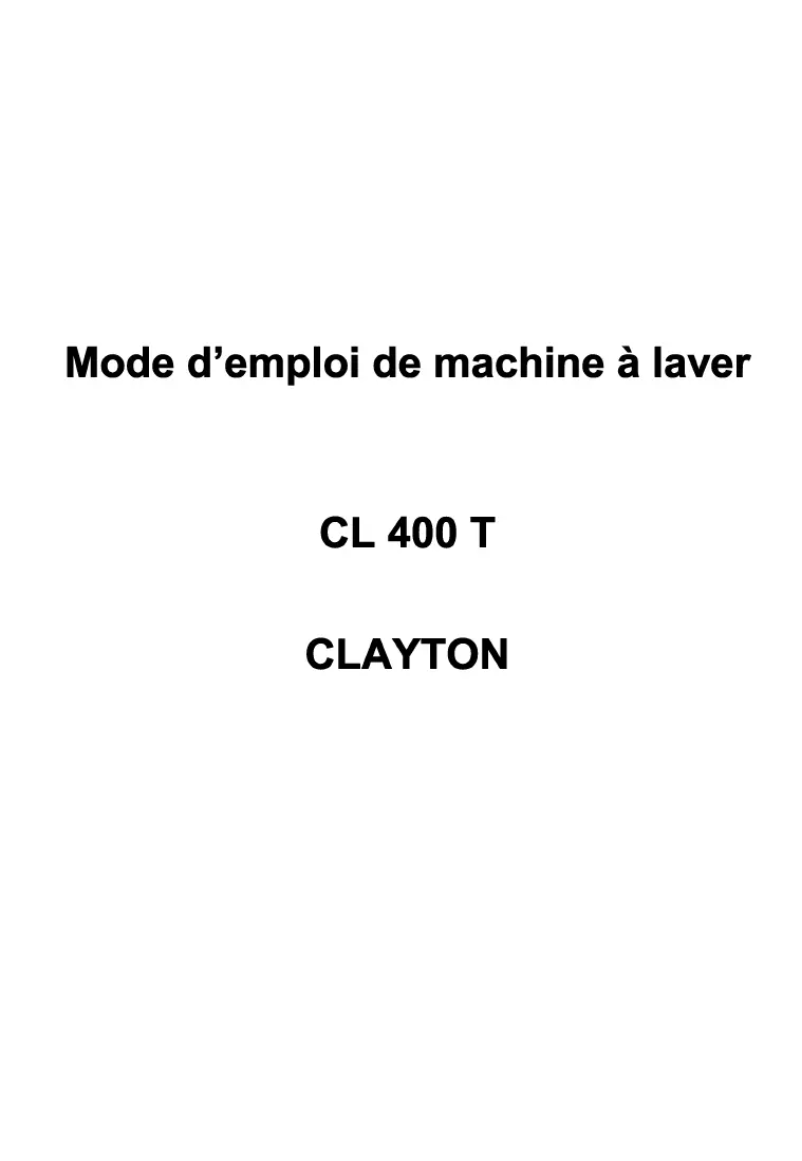 Page 1 de la notice Manuel utilisateur Clayton CL400T