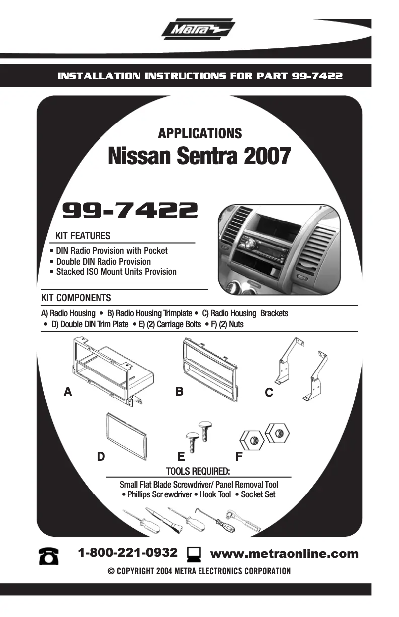 Page n°1 - Manuel utilisateur Metra 99-7422