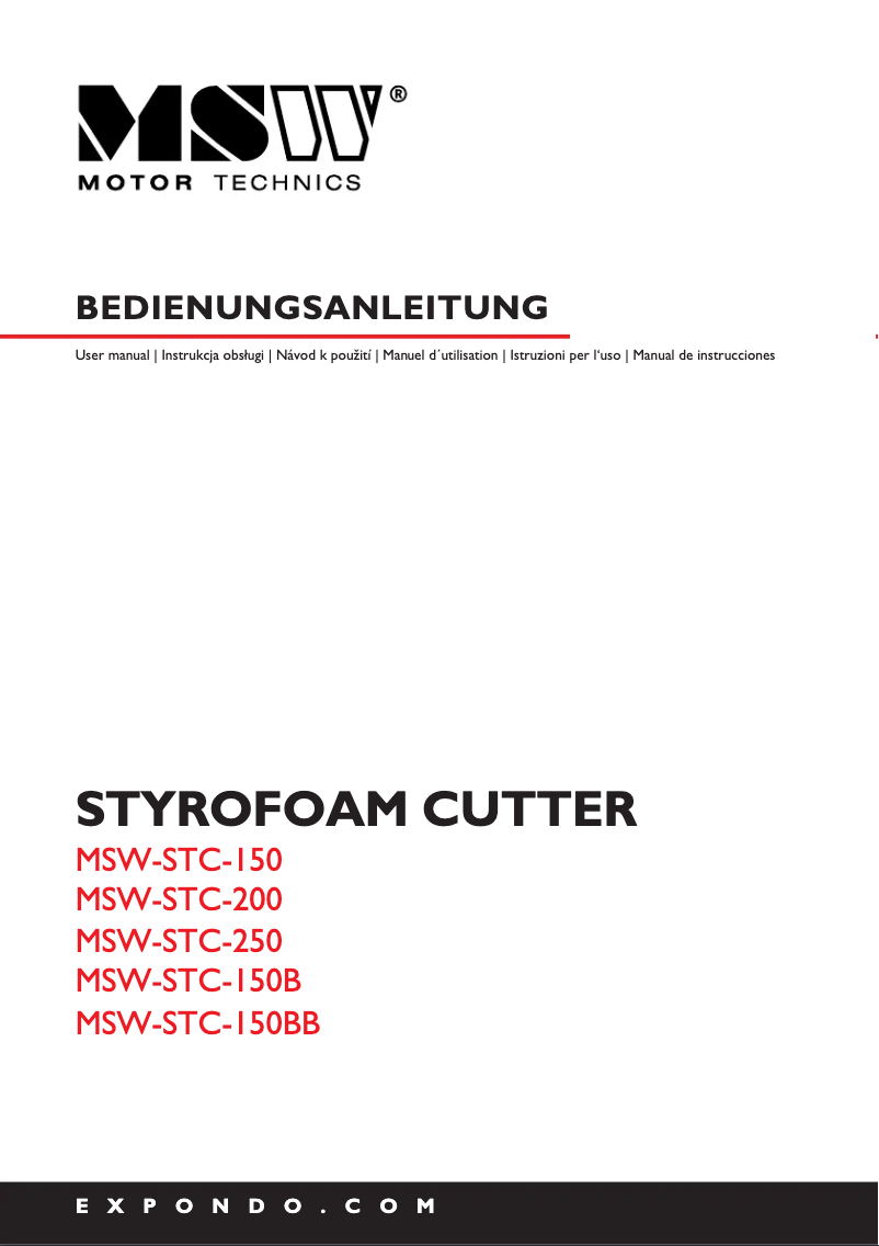 Page n°1 - Manuel utilisateur MSW MSW-STC-150B