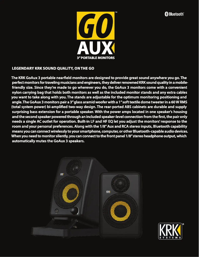 Page 1 de la notice Fiche technique KRK GoAux 3