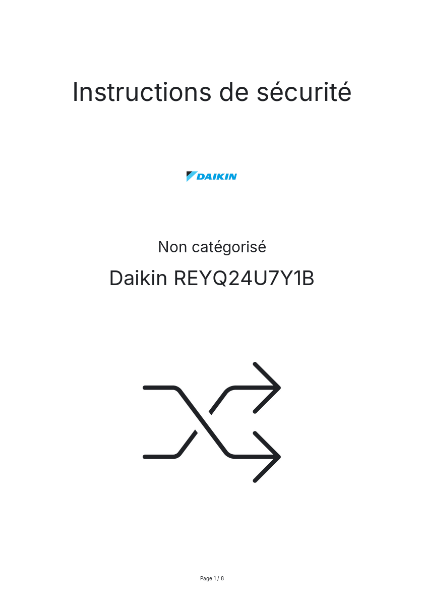 Page n°1 - Instructions de sécurité Daikin REYQ24U7Y1B