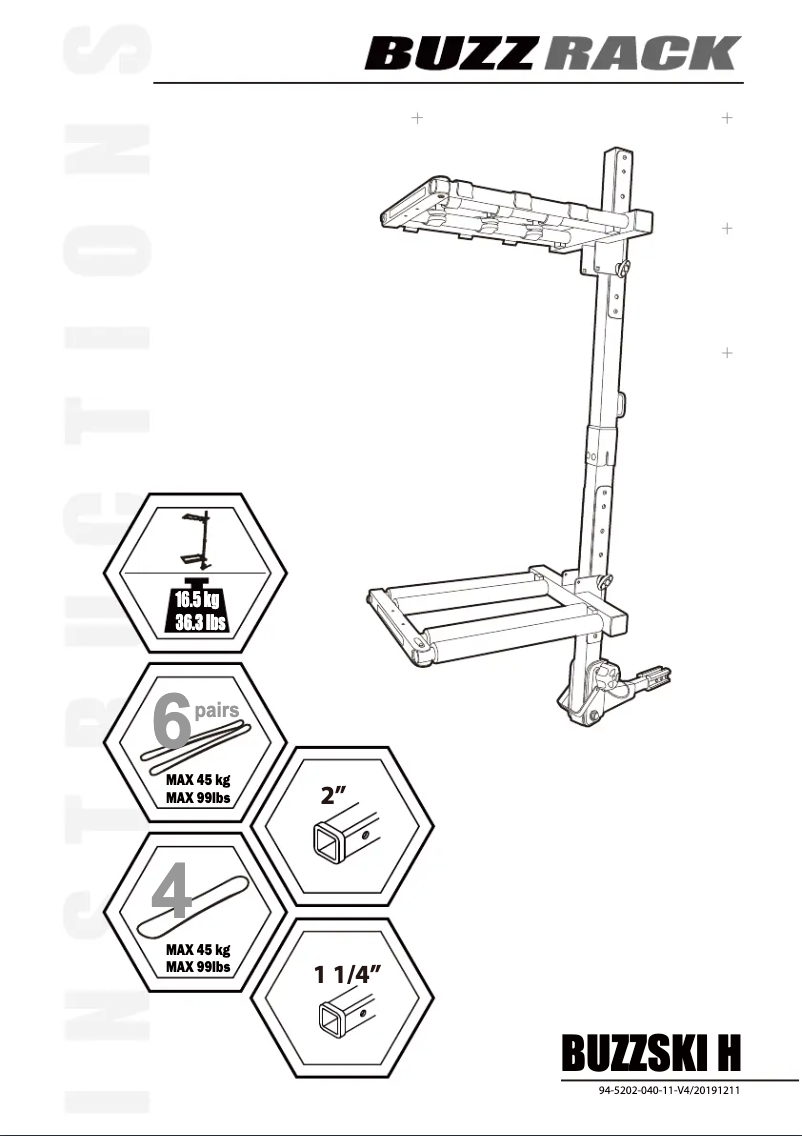 Page 1 de la notice Manuel utilisateur Buzz Rack Buzzski H