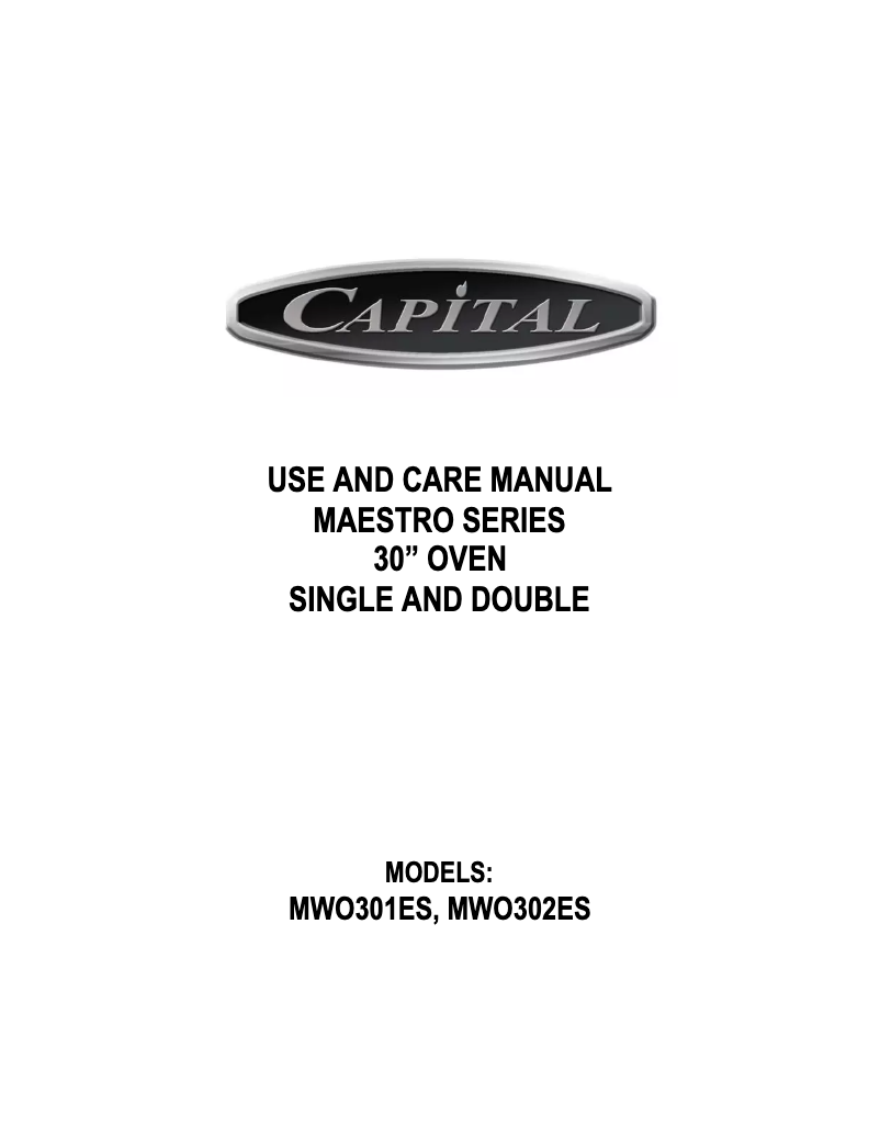 Page n°1 - Manuel d'utilisation et d'entretien Capital MWOV301ES