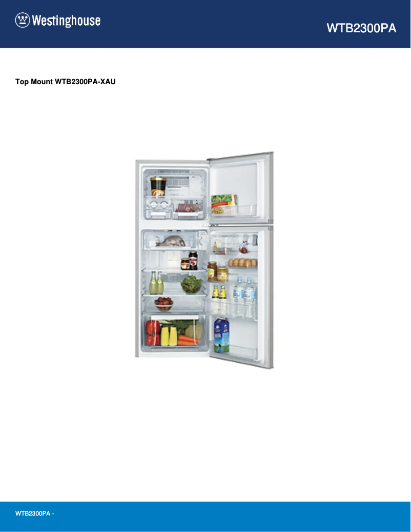 Page 1 de la notice Fiche technique Westinghouse WTB2300PA