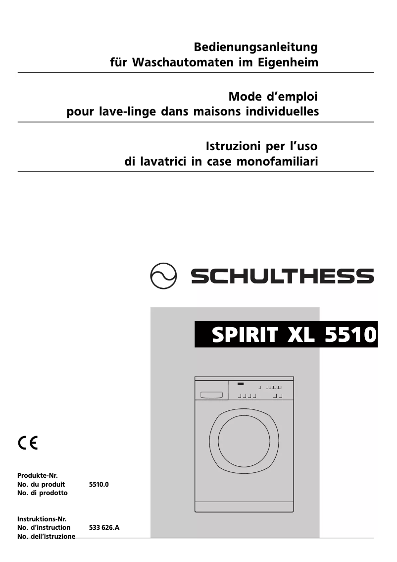 Page n°1 - Manuel utilisateur Schulthess Spirit XL 5510
