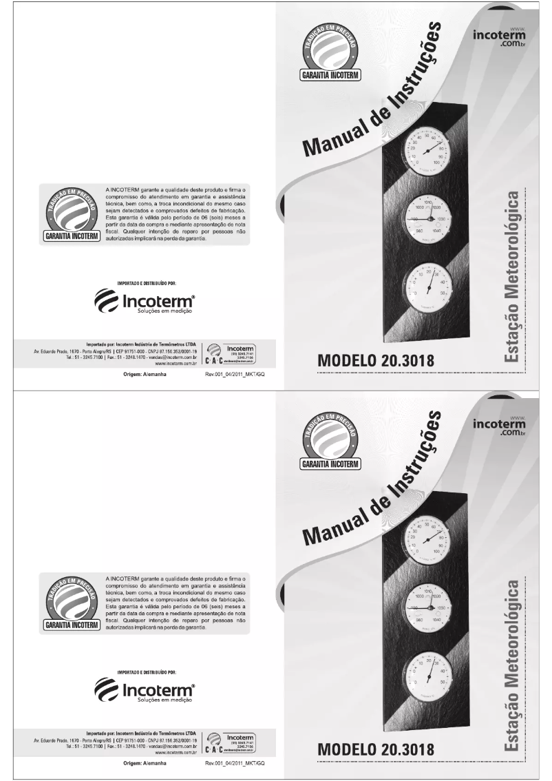 Page n°1 - Manuel utilisateur Incoterm 20.3018