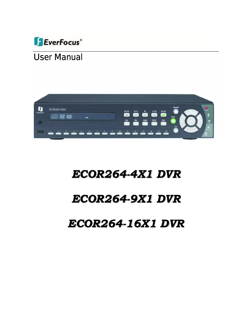 Page n°1 - Manuel utilisateur EverFocus ECOR264-9X1R
