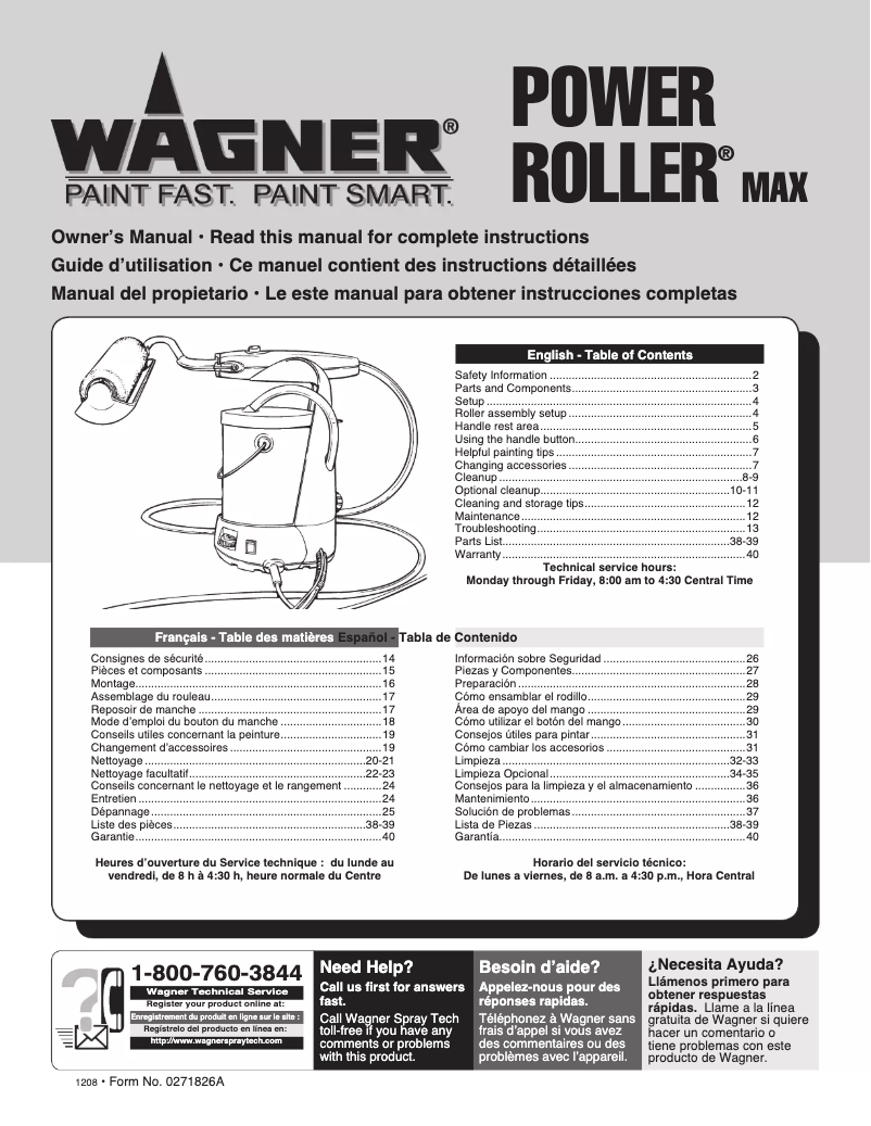 Page 1 de la notice Manuel utilisateur Wagner SprayTech Power Roller Max