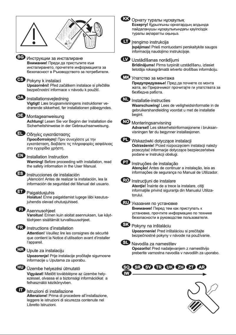 Page n°1 - Guide d'installation Electrolux EW2F3047R5