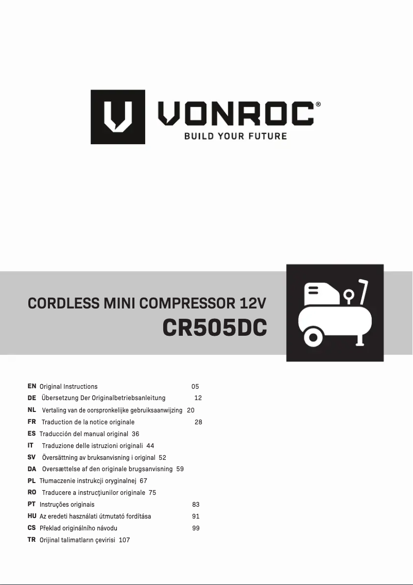 Page n°1 - Manuel utilisateur Vonroc CR505DC