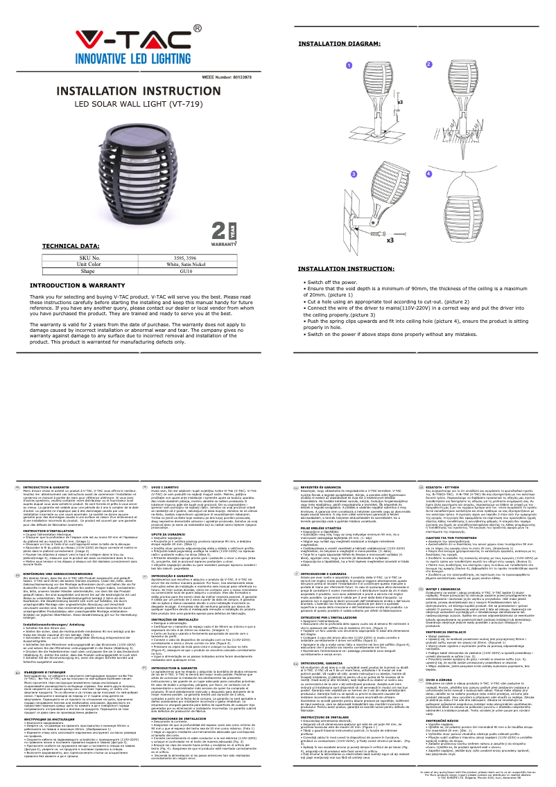 Page 1 de la notice Manuel utilisateur V-TAC VT-719