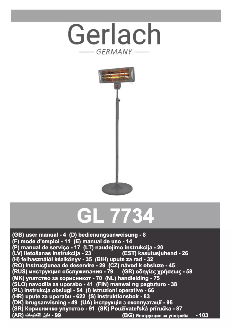 Page 1 de la notice Manuel utilisateur Gerlach GL 7734