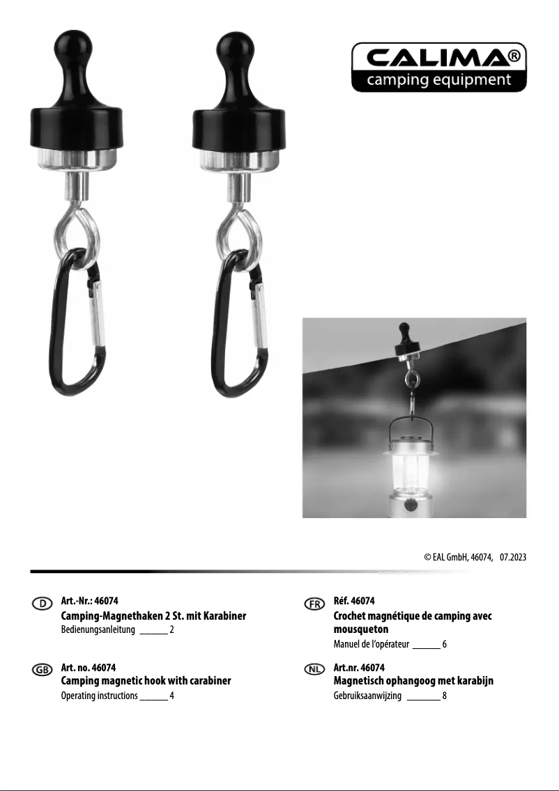 Page 1 de la notice Manuel utilisateur Calima 46074